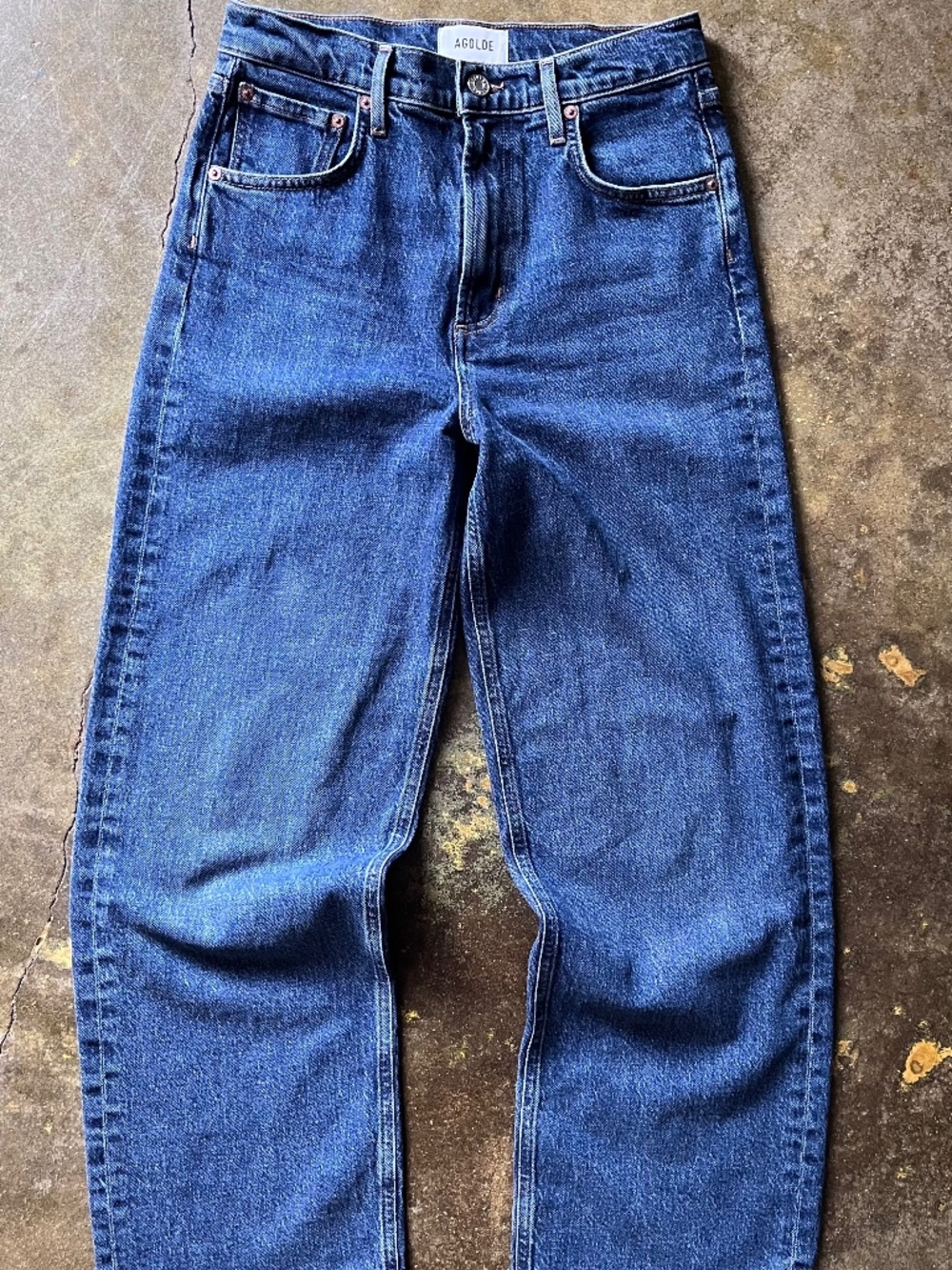 AGOLDE Ren High Rise Wide Leg Jeans Dark Indigo Wash Regenerative Cotton 26